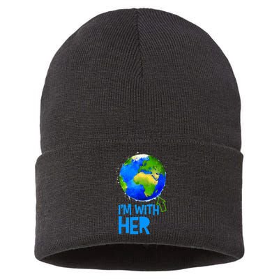 March For Science I'm With Her Earth Globe Scientists Sustainable Knit Beanie
