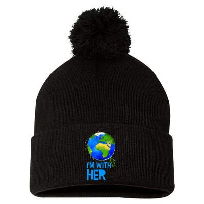 March For Science I'm With Her Earth Globe Scientists Pom Pom 12in Knit Beanie