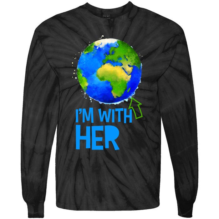 March For Science I'm With Her Earth Globe Scientists Tie-Dye Long Sleeve Shirt