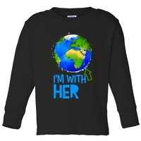 March For Science I'm With Her Earth Globe Scientists Toddler Long Sleeve Shirt