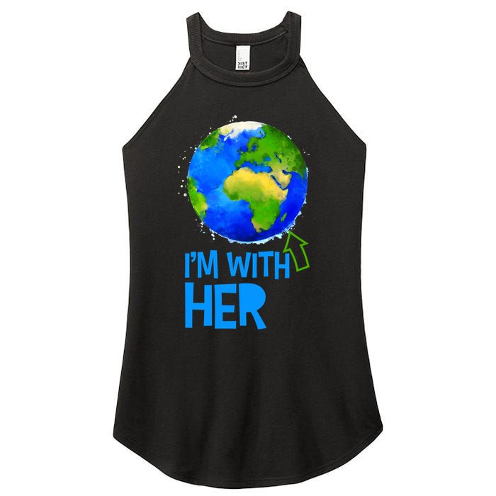 March For Science I'm With Her Earth Globe Scientists Women's Perfect Tri Rocker Tank