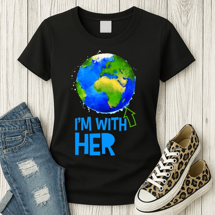 March For Science I'm With Her Earth Globe Scientists Womens T-Shirt