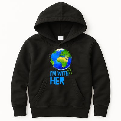 March For Science I'm With Her Earth Globe Scientists Kids Hoodie