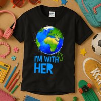 March For Science I'm With Her Earth Globe Scientists Kids T-Shirt