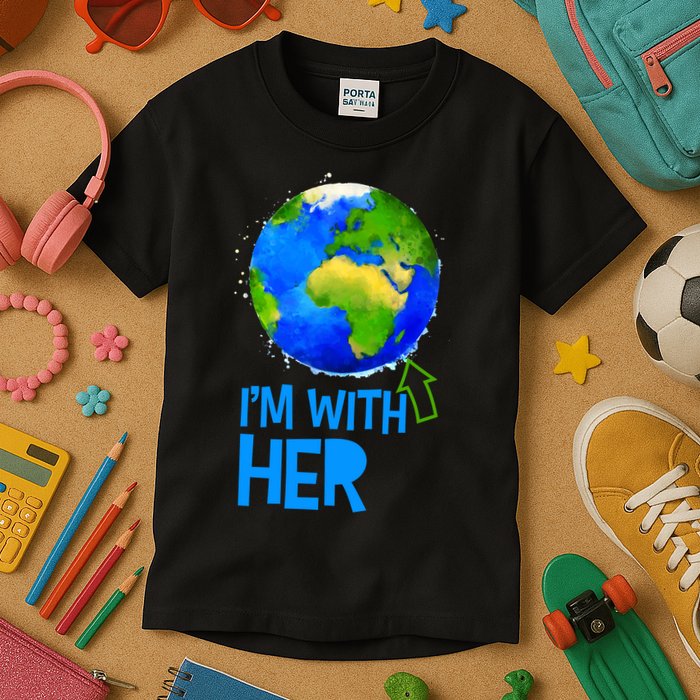 March For Science I'm With Her Earth Globe Scientists Kids T-Shirt