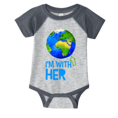 March For Science I'm With Her Earth Globe Scientists Infant Baby Jersey Bodysuit