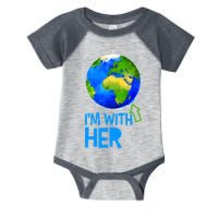 March For Science I'm With Her Earth Globe Scientists Infant Baby Jersey Bodysuit