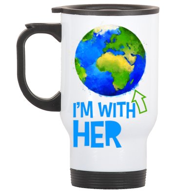 March For Science I'm With Her Earth Globe Scientists Stainless Steel Travel Mug