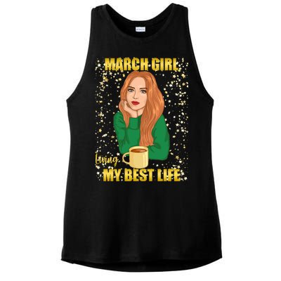 March Girl Living My Best Life Ladies PosiCharge Tri-Blend Wicking Tank