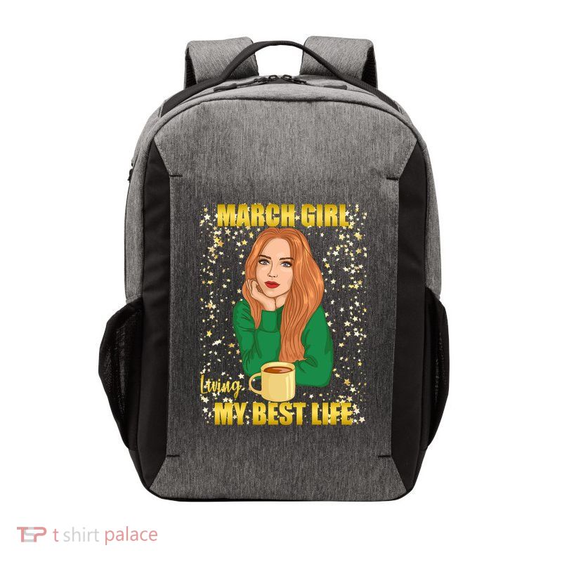 March Girl Living My Best Life Vector Backpack