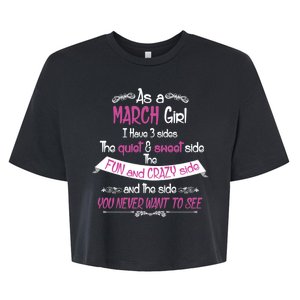 March Girl Sweet But Crazy Funny Birthday Bella+Canvas Jersey Crop Tee