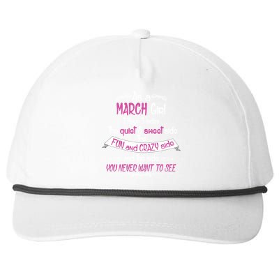 March Girl Sweet But Crazy Funny Birthday Snapback Five-Panel Rope Hat