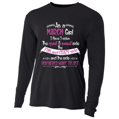 March Girl Sweet But Crazy Funny Birthday Cooling Performance Long Sleeve Crew