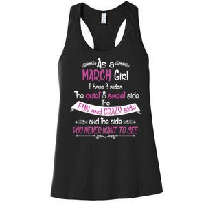 March Girl Sweet But Crazy Funny Birthday Women's Racerback Tank