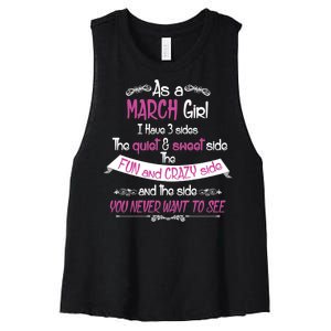 March Girl Sweet But Crazy Funny Birthday Women's Racerback Cropped Tank