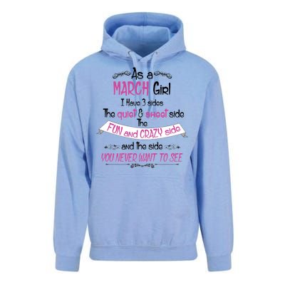 March Girl Sweet But Crazy Funny Birthday Unisex Surf Hoodie