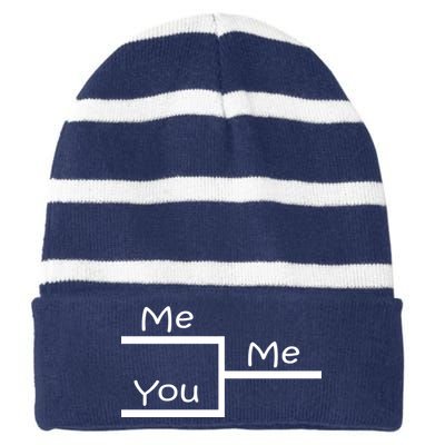 March Me You Bracket I am Better Win Madness Striped Beanie with Solid Band