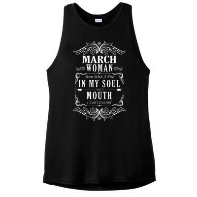 March Woman Funny Birthday Ladies PosiCharge Tri-Blend Wicking Tank