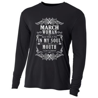 March Woman Funny Birthday Cooling Performance Long Sleeve Crew