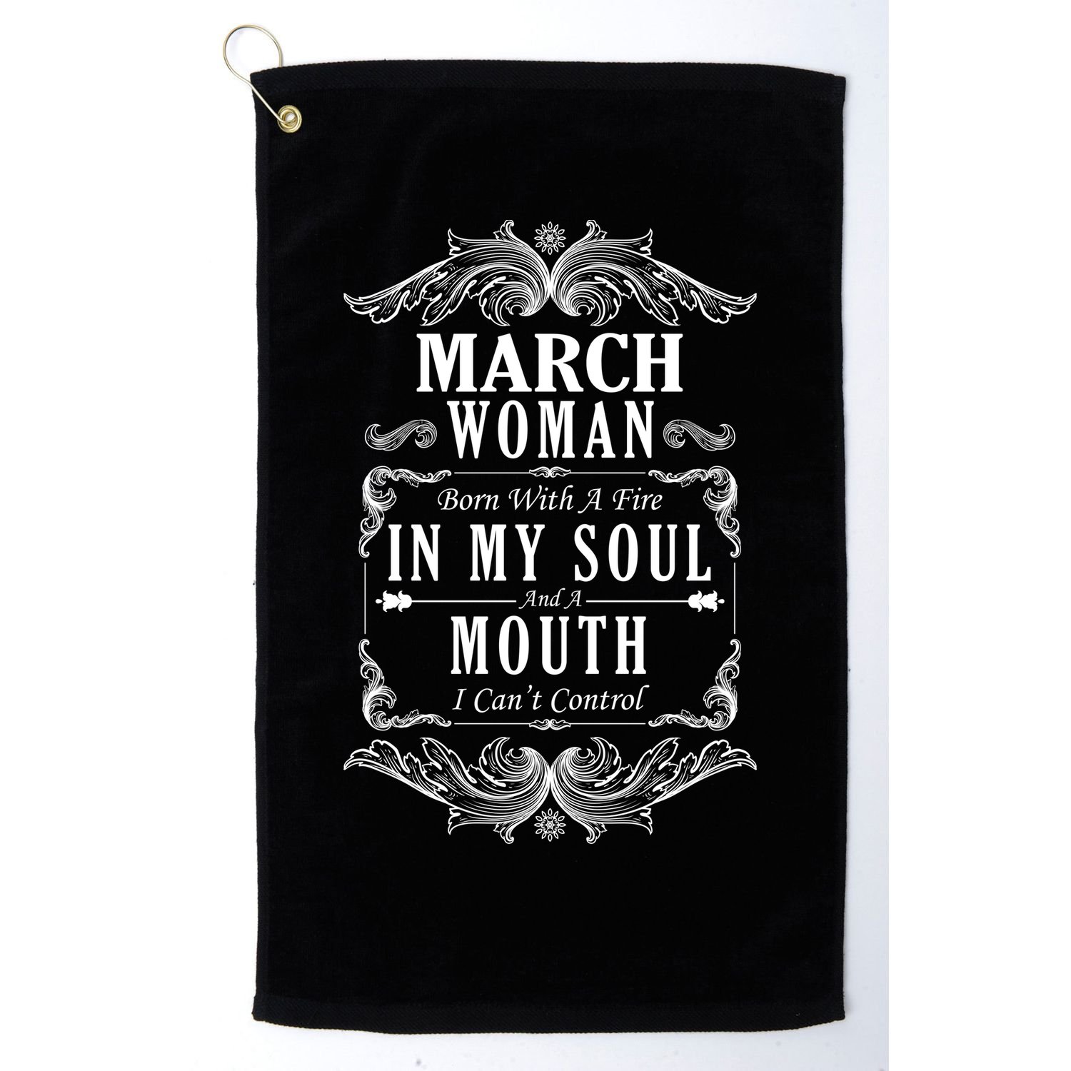 March Woman Funny Birthday Golf Towel