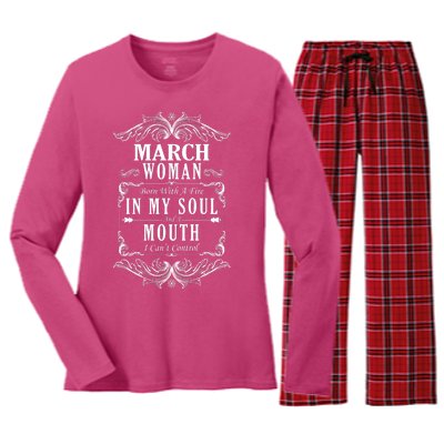 March Woman Funny Birthday Women's Long Sleeve Flannel Pajama Set 