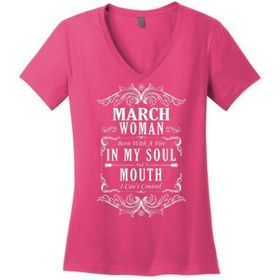 March Woman Funny Birthday Women's V-Neck T-Shirt