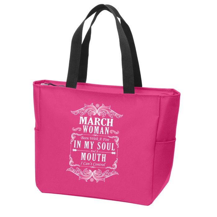 March Woman Funny Birthday Zip Tote Bag