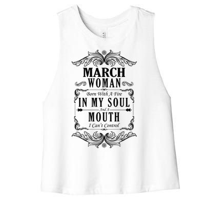 March Woman Funny Birthday Women's Racerback Cropped Tank