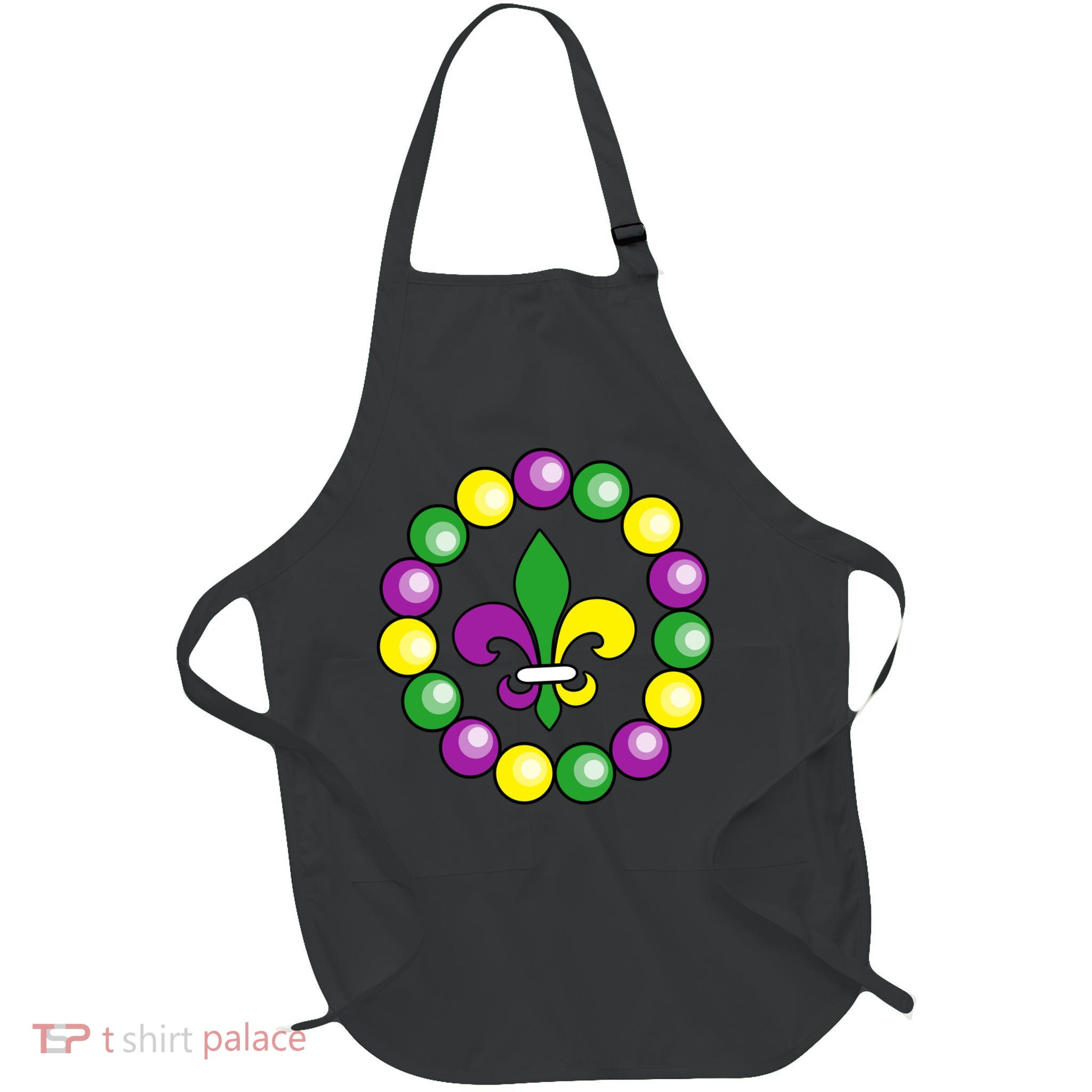 Mardi Gras Beads Full-Length Apron With Pockets