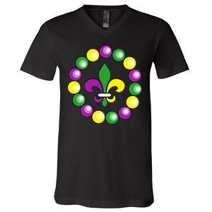 Mardi Gras Beads V-Neck T-Shirt