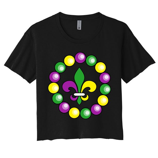 Mardi Gras Beads Crop Top