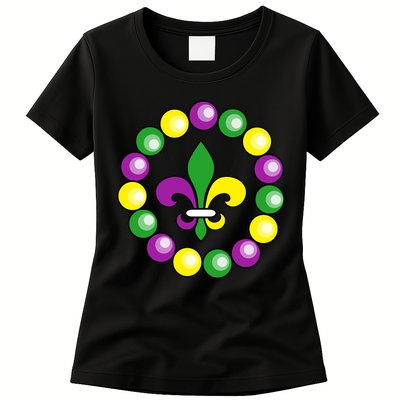 Mardi Gras Beads Womens T-Shirt