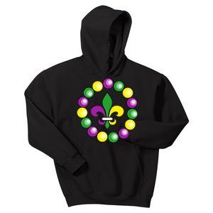 Mardi Gras Beads Kids Hoodie