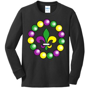 Mardi Gras Beads Kids Long Sleeve Shirt