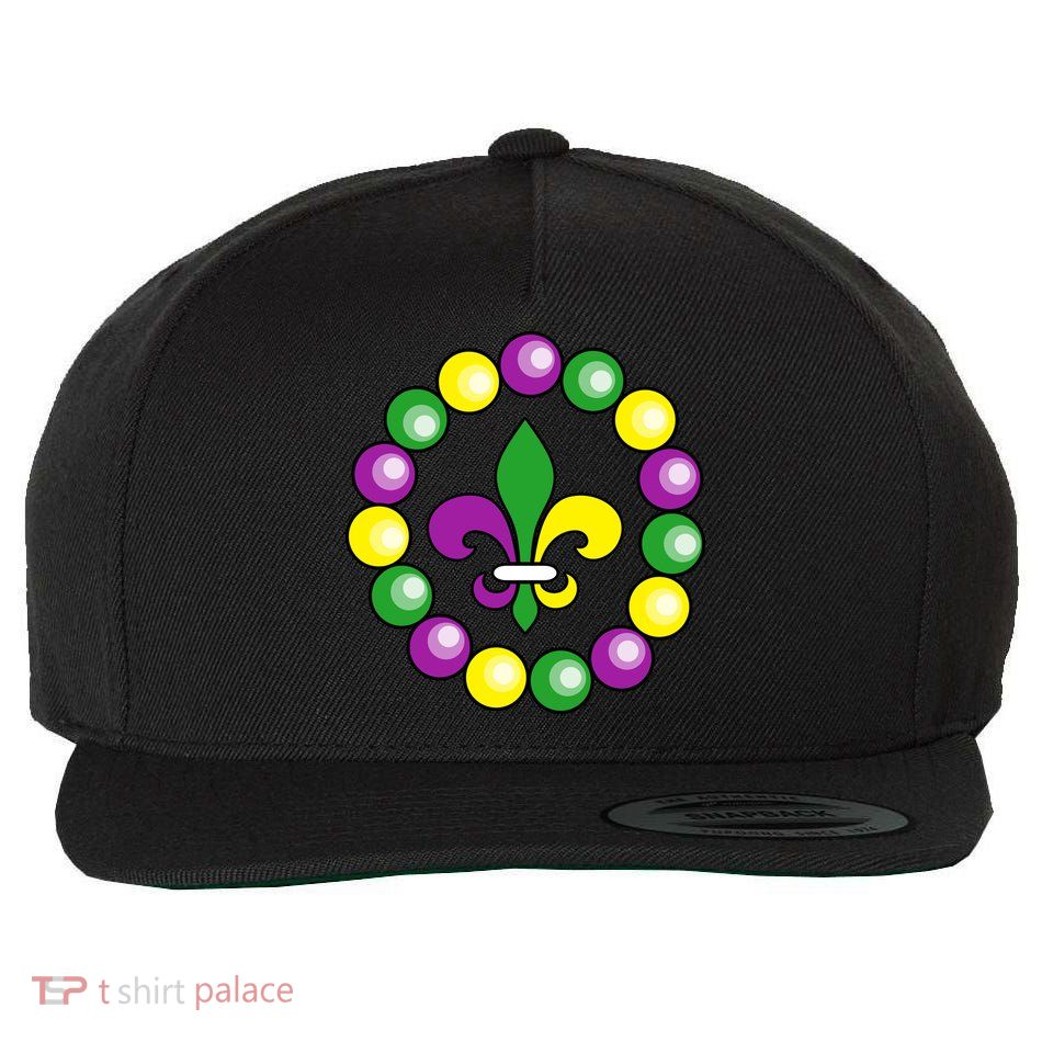 Mardi Gras Beads Wool Snapback Cap
