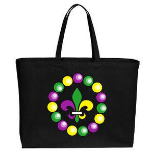 Mardi Gras Beads Cotton Canvas Jumbo Tote