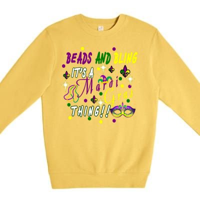 Mardi Gras Beads And Bling Celebration Premium Crewneck Sweatshirt