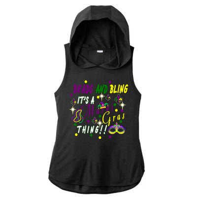 Mardi Gras Beads And Bling Celebration Ladies PosiCharge Tri-Blend Wicking Draft Hoodie Tank