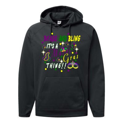 Mardi Gras Beads And Bling Celebration Performance Fleece Hoodie