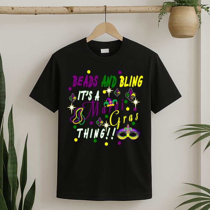 Mardi Gras Beads And Bling Celebration T-Shirt