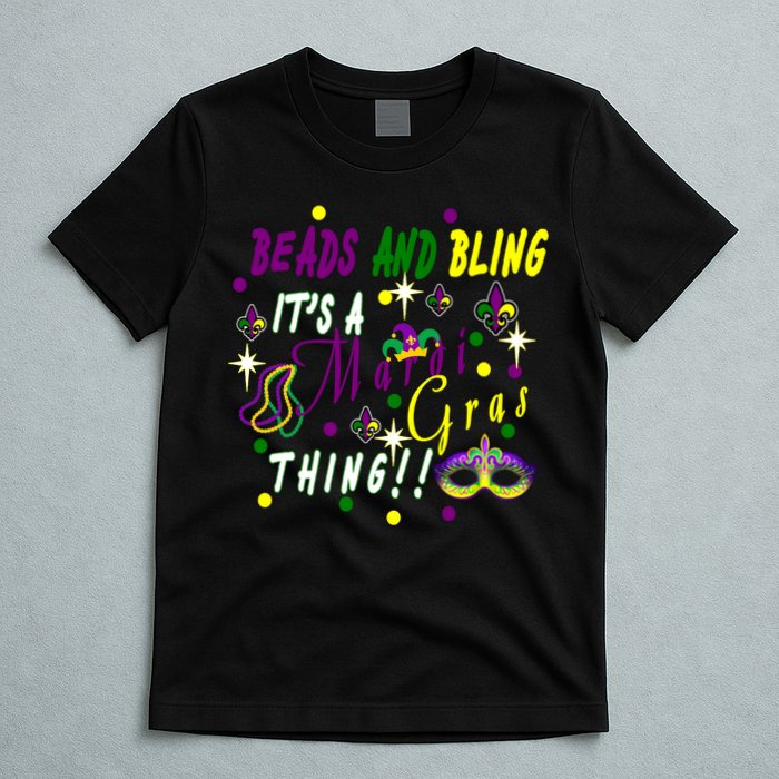 Mardi Gras Beads And Bling Celebration T-Shirt