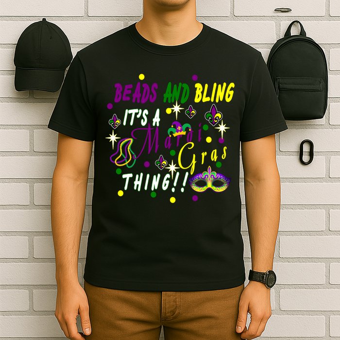 Mardi Gras Beads And Bling Celebration T-Shirt