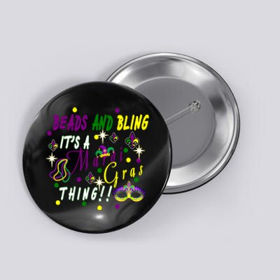 Mardi Gras Beads And Bling Celebration Button