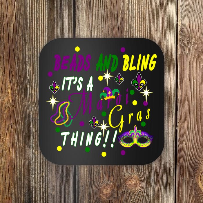 Mardi Gras Beads And Bling Celebration Coaster