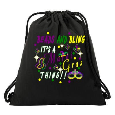 Mardi Gras Beads And Bling Celebration Drawstring Bag