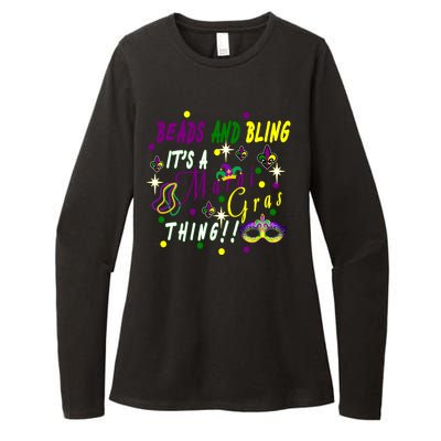 Mardi Gras Beads And Bling Celebration Womens CVC Long Sleeve Shirt