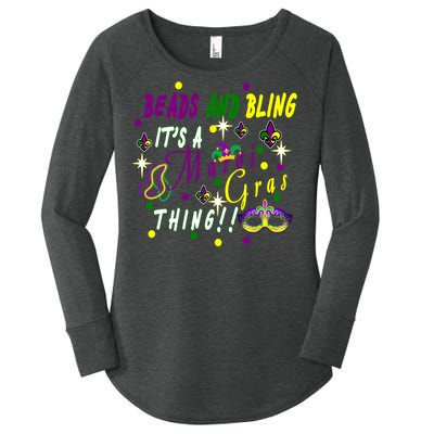 Mardi Gras Beads And Bling Celebration Women's Perfect Tri Tunic Long Sleeve Shirt