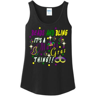 Mardi Gras Beads And Bling Celebration Ladies Essential Tank