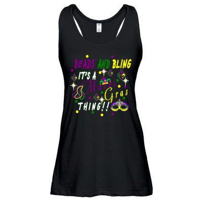 Mardi Gras Beads And Bling Celebration Ladies Essential Flowy Tank