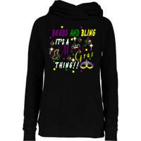 Mardi Gras Beads And Bling Celebration Womens Funnel Neck Pullover Hood